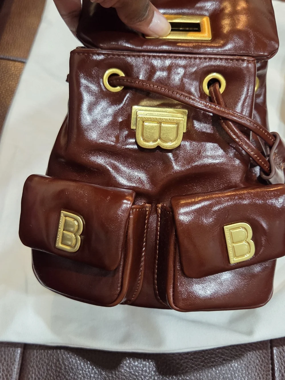 Brandon Blackwood Brown Leather (Small)Backpack with Gold Hardware - LIKE NEW